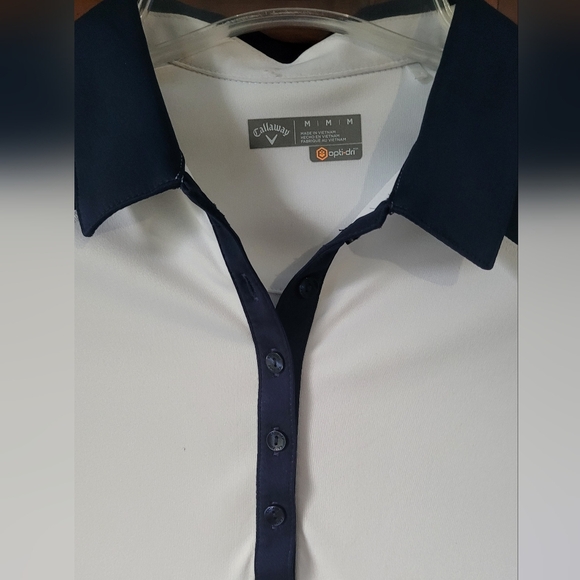 Callaway Women's White and Navy Button Down Shirt - Picture 5 of 8